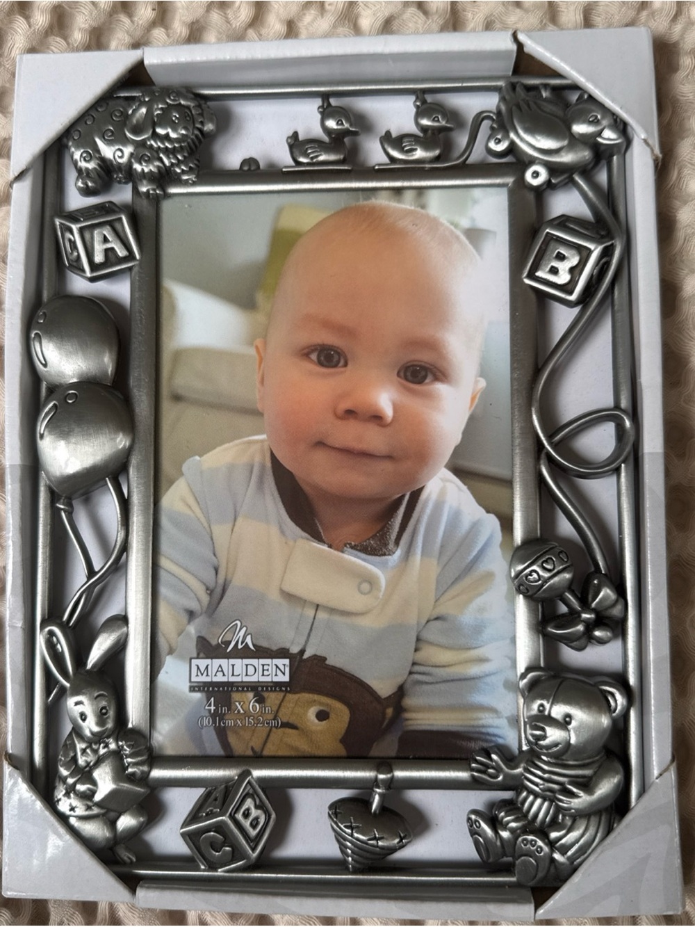 Malden Silver Nursery Photo Frame with Baby Motifs